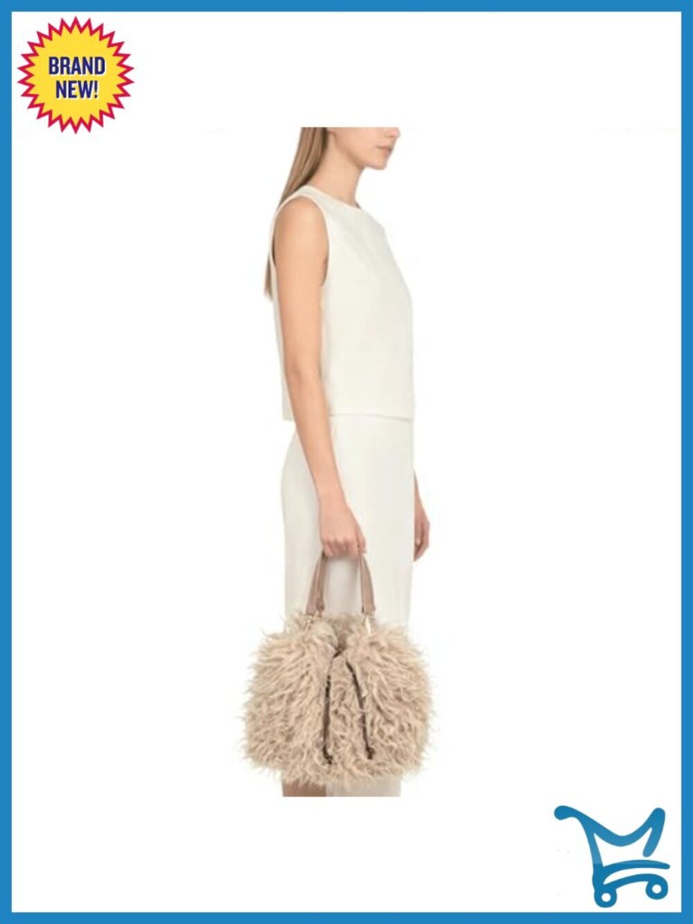 Faux Fur Tote Bag Drawstring Bucket Shoulder Handbag Soft Winter Purse - Picture 4 of 5